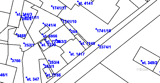Parcela st. 7149 v KÚ Havlíčkův Brod, Katastrální mapa