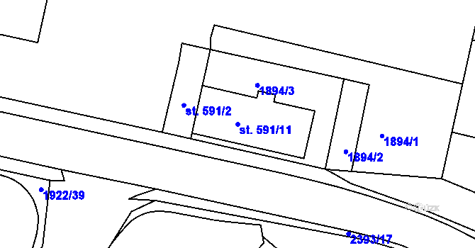 Parcela st. 591/11 v KÚ Havlíčkův Brod, Katastrální mapa