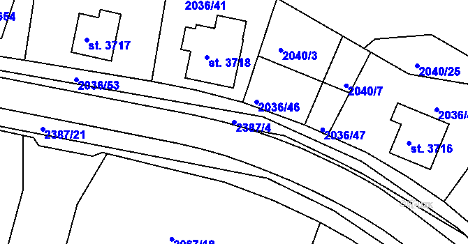 Parcela st. 2387/4 v KÚ Havlíčkův Brod, Katastrální mapa