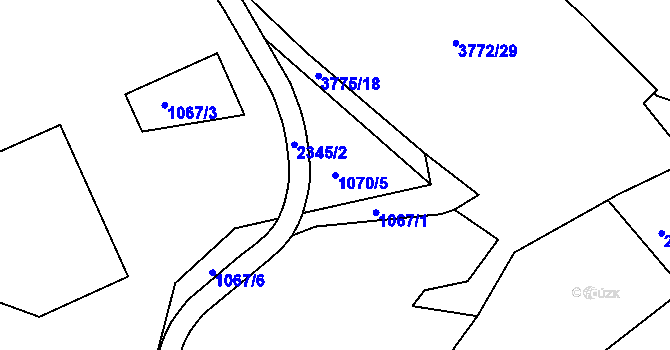 Parcela st. 1070/5 v KÚ Havlíčkův Brod, Katastrální mapa