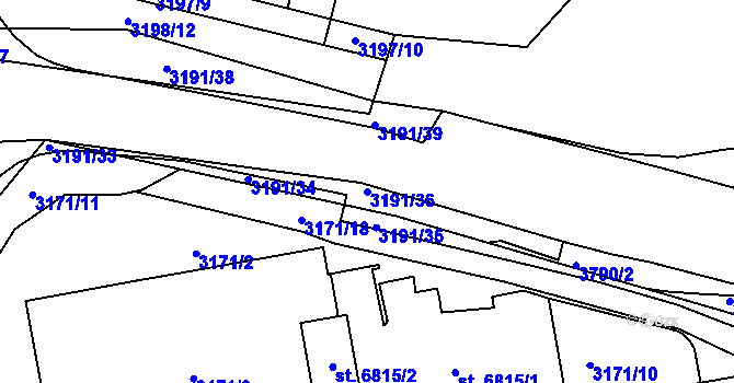 Parcela st. 3191/36 v KÚ Havlíčkův Brod, Katastrální mapa