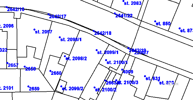 Parcela st. 2099/1 v KÚ Havlíčkův Brod, Katastrální mapa