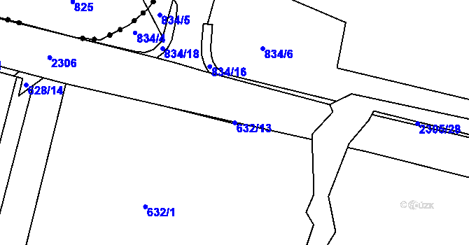 Parcela st. 632/13 v KÚ Havlíčkův Brod, Katastrální mapa