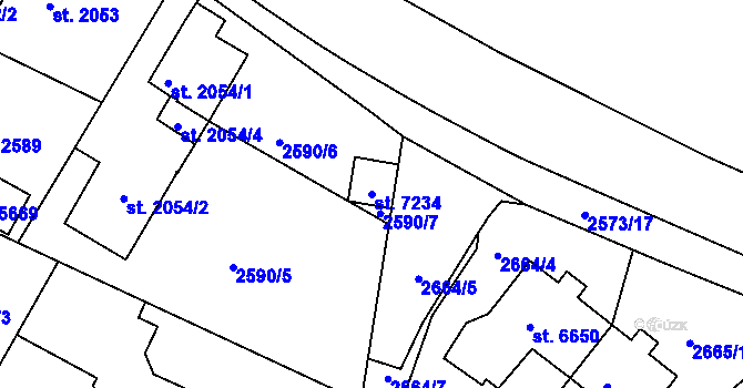 Parcela st. 7234 v KÚ Havlíčkův Brod, Katastrální mapa