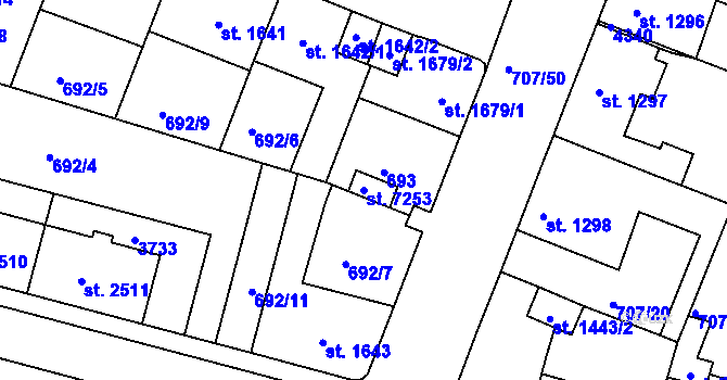 Parcela st. 7253 v KÚ Havlíčkův Brod, Katastrální mapa