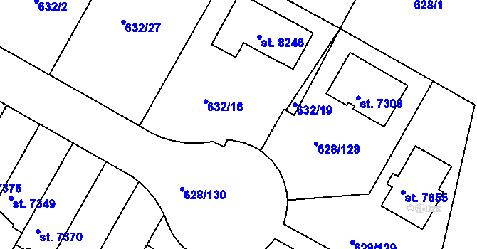 Parcela st. 628/127 v KÚ Havlíčkův Brod, Katastrální mapa
