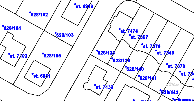 Parcela st. 628/138 v KÚ Havlíčkův Brod, Katastrální mapa