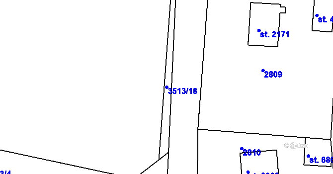 Parcela st. 3513/18 v KÚ Havlíčkův Brod, Katastrální mapa