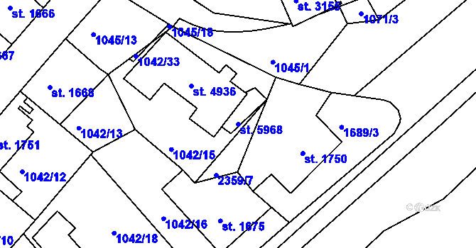 Parcela st. 5968 v KÚ Havlíčkův Brod, Katastrální mapa