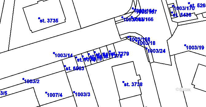 Parcela st. 7278 v KÚ Havlíčkův Brod, Katastrální mapa
