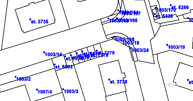 Parcela st. 7279 v KÚ Havlíčkův Brod, Katastrální mapa