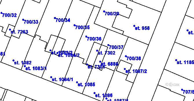 Parcela st. 7302 v KÚ Havlíčkův Brod, Katastrální mapa