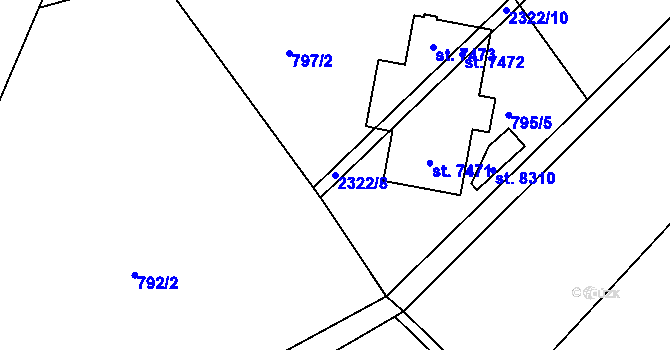 Parcela st. 2322/8 v KÚ Havlíčkův Brod, Katastrální mapa