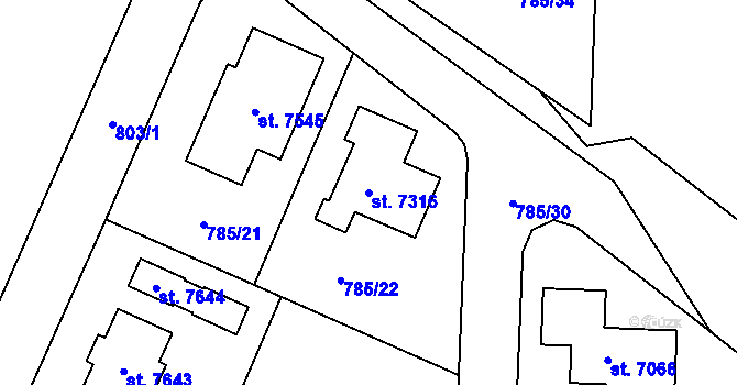 Parcela st. 7316 v KÚ Havlíčkův Brod, Katastrální mapa