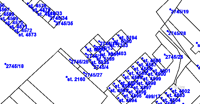 Parcela st. 7291 v KÚ Havlíčkův Brod, Katastrální mapa