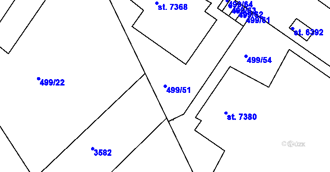 Parcela st. 499/51 v KÚ Havlíčkův Brod, Katastrální mapa