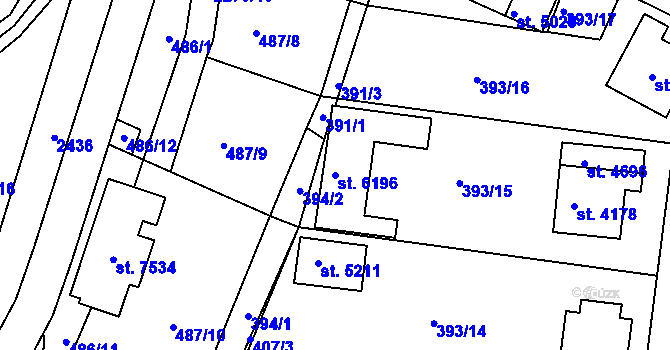 Parcela st. 6196 v KÚ Havlíčkův Brod, Katastrální mapa