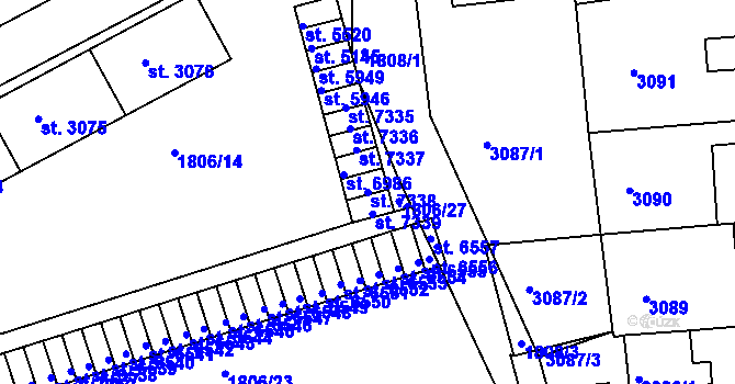 Parcela st. 7338 v KÚ Havlíčkův Brod, Katastrální mapa