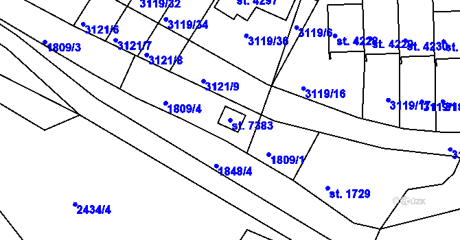 Parcela st. 7383 v KÚ Havlíčkův Brod, Katastrální mapa