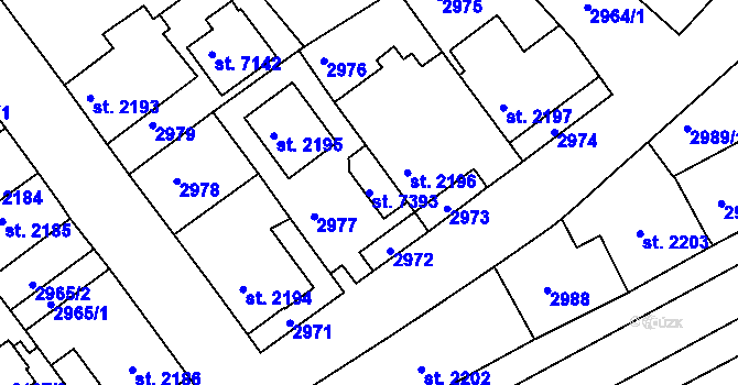 Parcela st. 7393 v KÚ Havlíčkův Brod, Katastrální mapa