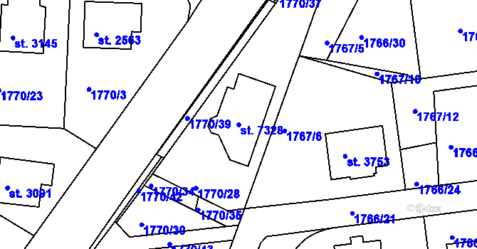 Parcela st. 7328 v KÚ Havlíčkův Brod, Katastrální mapa