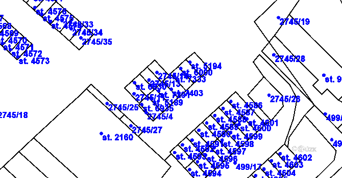 Parcela st. 7403 v KÚ Havlíčkův Brod, Katastrální mapa