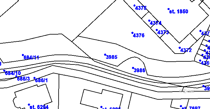 Parcela st. 3985 v KÚ Havlíčkův Brod, Katastrální mapa