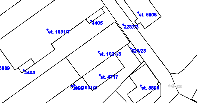 Parcela st. 1031/5 v KÚ Havlíčkův Brod, Katastrální mapa