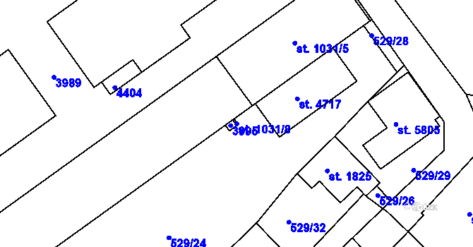 Parcela st. 1031/8 v KÚ Havlíčkův Brod, Katastrální mapa