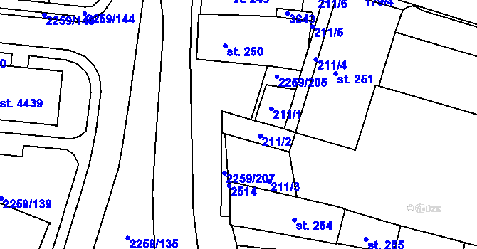 Parcela st. 2259/206 v KÚ Havlíčkův Brod, Katastrální mapa