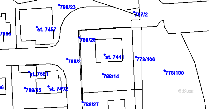 Parcela st. 7441 v KÚ Havlíčkův Brod, Katastrální mapa