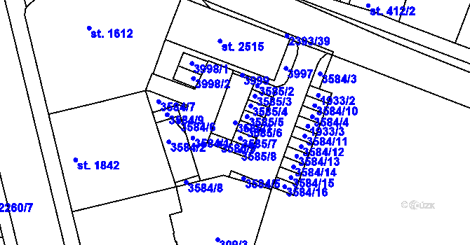 Parcela st. 3585/1 v KÚ Havlíčkův Brod, Katastrální mapa