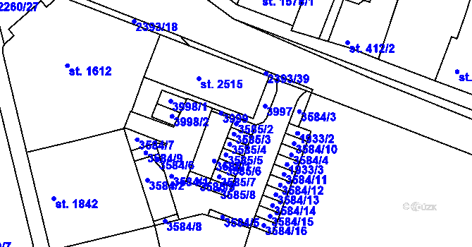 Parcela st. 3585/2 v KÚ Havlíčkův Brod, Katastrální mapa