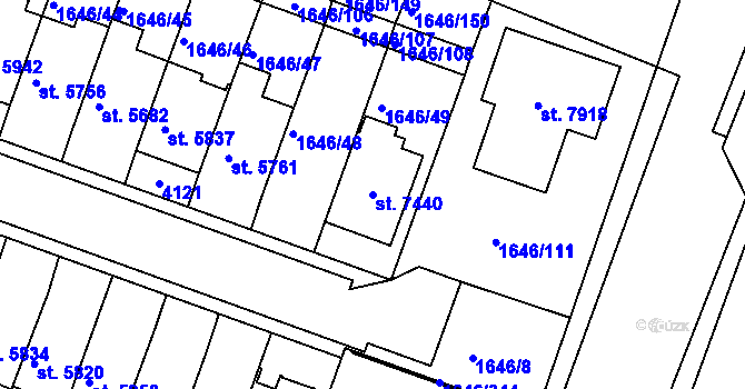 Parcela st. 7440 v KÚ Havlíčkův Brod, Katastrální mapa