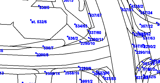 Parcela st. 2290/10 v KÚ Havlíčkův Brod, Katastrální mapa