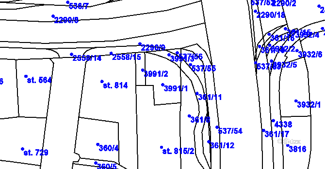 Parcela st. 3991/1 v KÚ Havlíčkův Brod, Katastrální mapa
