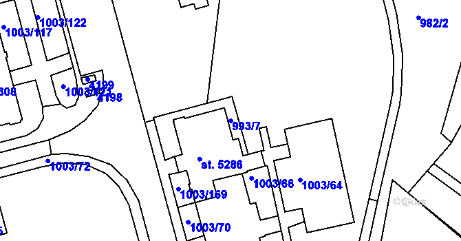Parcela st. 993/7 v KÚ Havlíčkův Brod, Katastrální mapa