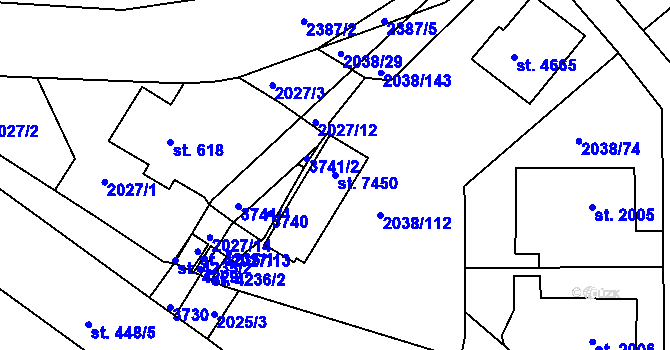 Parcela st. 7450 v KÚ Havlíčkův Brod, Katastrální mapa