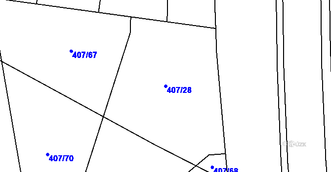 Parcela st. 407/28 v KÚ Havlíčkův Brod, Katastrální mapa