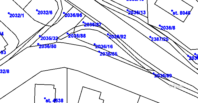 Parcela st. 2036/85 v KÚ Havlíčkův Brod, Katastrální mapa