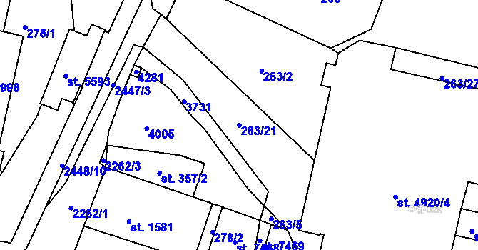Parcela st. 263/21 v KÚ Havlíčkův Brod, Katastrální mapa