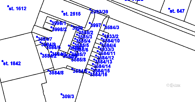 Parcela st. 3584/11 v KÚ Havlíčkův Brod, Katastrální mapa