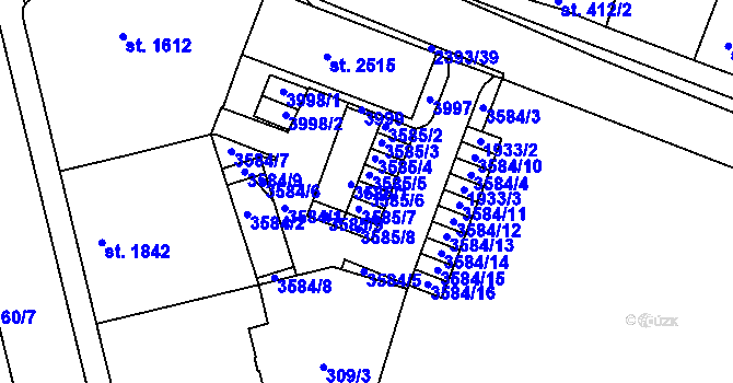 Parcela st. 3585/6 v KÚ Havlíčkův Brod, Katastrální mapa