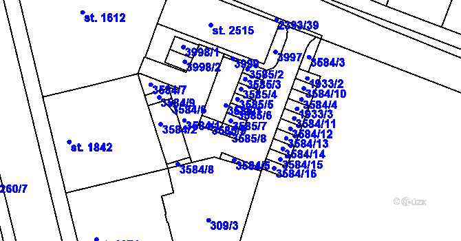 Parcela st. 3585/7 v KÚ Havlíčkův Brod, Katastrální mapa