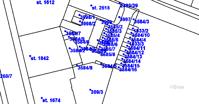 Parcela st. 3585/8 v KÚ Havlíčkův Brod, Katastrální mapa