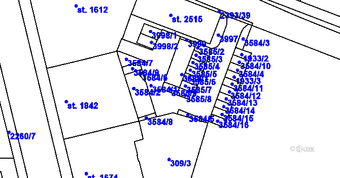 Parcela st. 3585/9 v KÚ Havlíčkův Brod, Katastrální mapa