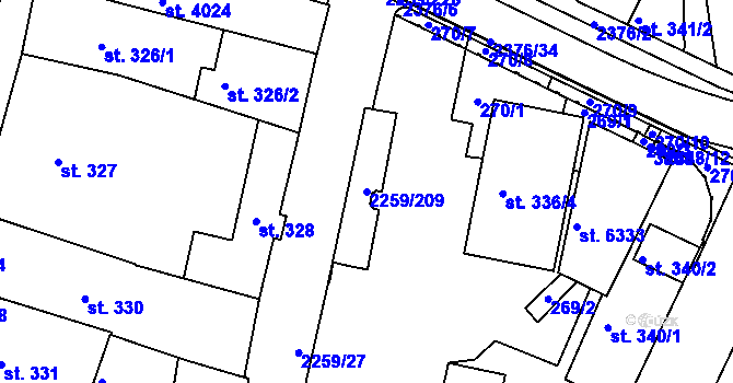 Parcela st. 2259/209 v KÚ Havlíčkův Brod, Katastrální mapa