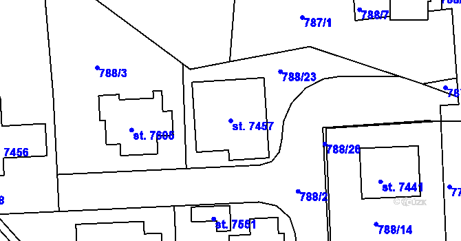 Parcela st. 7457 v KÚ Havlíčkův Brod, Katastrální mapa