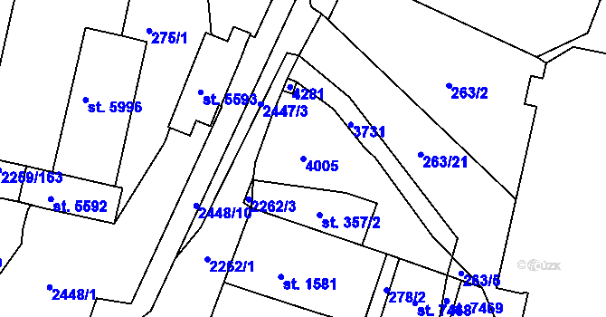 Parcela st. 4005 v KÚ Havlíčkův Brod, Katastrální mapa