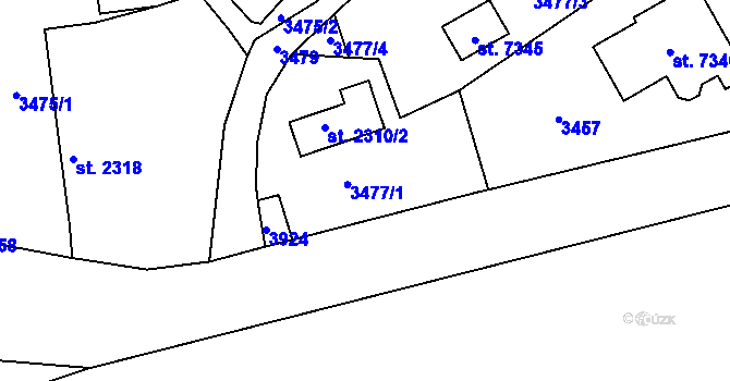 Parcela st. 3477/7 v KÚ Havlíčkův Brod, Katastrální mapa